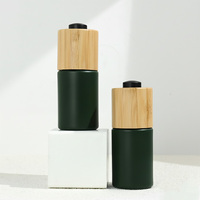 Flacon compte-gouttes en verre dépoli de 30 ml pour huiles essentielles, cosmétiques, avec bouchon en bambou et épaule plate