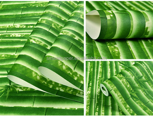 Carta da <span class=keywords><strong>Parati</strong></span> 3D <span class=keywords><strong>con</strong></span> Design di Bambù Verde e <span class=keywords><strong>Foglie</strong></span>, Adesivi Murali Tropicale per Decorazione Pareti - Product Image 6