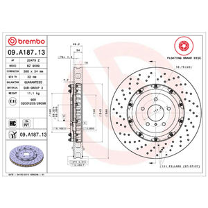 จานเบรกหน้า OE: 40206JF20A สำหรับรถยนต์นิสสัน 09.A187.13 สำหรับอะไหล่รถยนต์ <span class=keywords><strong>BREMBO</strong></span> ของแท้ คุณภาพสูง - Product Image 2