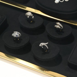DIGU [Envío en 7 Días, MOQ: 1 Pieza] Expositor de Joyería de Microfibra Negra con Anillo, Accesorios de Exhibición para Mostrador de Tienda Minorista - Product Image 3