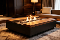 Produit phare : Grande cheminée extérieure au gaz naturel en acier Corten, foyer de table robuste, garantie 5 ans
