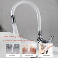 Robinet de cuisine classique à corps unique en laiton, universel, chaud et froid, pour évier, lavabo, avec tuyau, argent, fonction de rotation, balcon, hôtel
