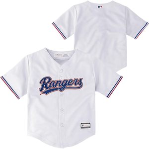 Maillot de baseball blanc à col en V pour bébé Texas Rangers, 12-24 mois - Product Image 1