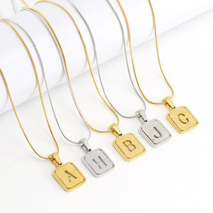 Zogxin Stainless Steel Letter Pendant Necklace 18K Gold Plated Snake Chain Alphabet Charm For Women Gift Jewelry - Product Image 2