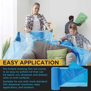 汽车喷漆用预胶带蓝色聚乙烯薄膜卷防尘超喷涂防护罩蓝色预胶带遮蔽薄膜 - Product Image 3