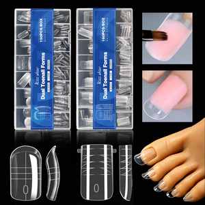 Ongles artificiels en forme de cercueil en <span class=keywords><strong>gel</strong></span> cristal rapide pour la pose d'ongles en forme d'amande de style français, pointes d'ongles en <span class=keywords><strong>gel</strong></span> pour les doigts - Product Image 1