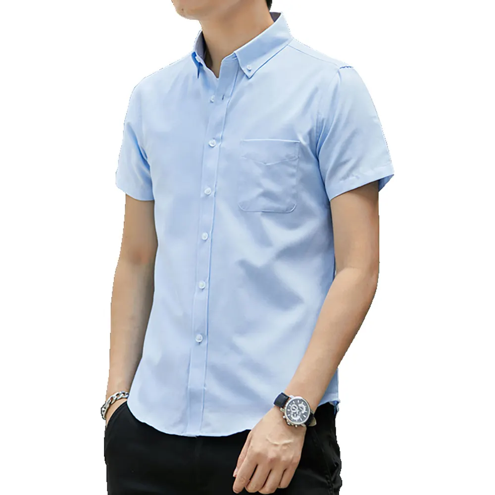 wholesale latest design 100% cotton short sleeve formal dress shirt custom slim fit casual shirt for men
