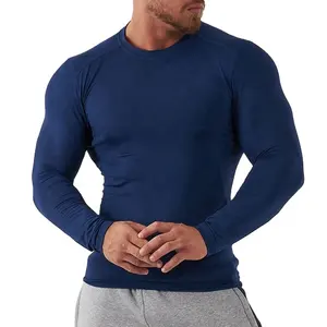 Max garment Hochwertiges Langarm-T-Shirt mit gebogenem Saum Muskel angepasste Herren-Sporthalle Athletic T-Shirt Bekleidungs hersteller