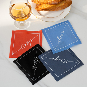 Hàng ngày màu xanh hãng hàng không Coaster vải khăn ăn dùng một lần vuông in vải xé CuộN thiên nhiên Khăn ăn - Product Image 4