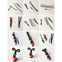 100 pièces/lot, fil chenille de 9 mm, nettoyeur de tuyaux, éducatif, bricolage, fait main, longue tige de 30 cm, couleurs mélangées, thème animaux et nature, polyester