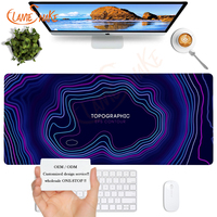 Grand tapis de bureau de jeu topographique imperméable antidérapant de 80x30 cm avec effet néon pour joueur PC, configuration clavier souris Vaporwave en stock