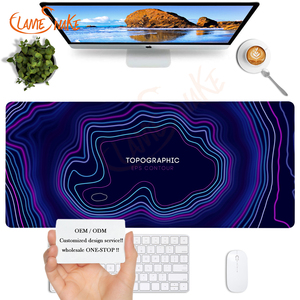 Grand <span class=keywords><strong>tapis</strong></span> de bureau de jeu topographique imperméable antidérapant de 80x30 cm avec effet néon pour joueur PC, configuration clavier <span class=keywords><strong>souris</strong></span> Vaporwave en stock - Product Image 2