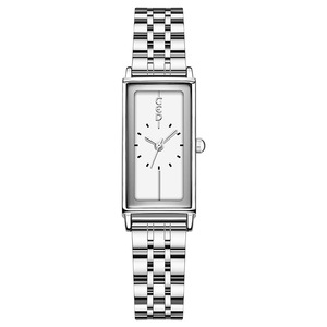 Montre élégante à cadran carré blanc, cristal saphir, bracelet en acier inoxydable, montre sport tendance à quartz pour femmes, 5 BAR - Product Image 2