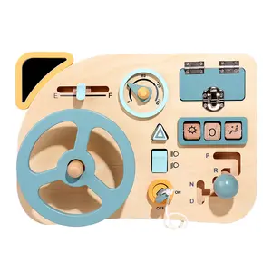 Montessori steering wheel toy logical thinking color game arouse interest simulation wooden household steering wheel toy