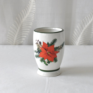 Collection Noël Oiseaux et Fleurs : Ensemble de 4 accessoires de salle de bain en céramique minimaliste et élégant, motif <span class=keywords><strong>Cardinal</strong></span> et floral - Product Image 4