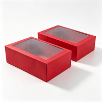 Boîte à gâteaux rigide laminée recyclable avec fenêtre en PVC, gaufrage et pelliculage mat, idéale pour les pâtisseries, les gâteaux et les produits de boulangerie