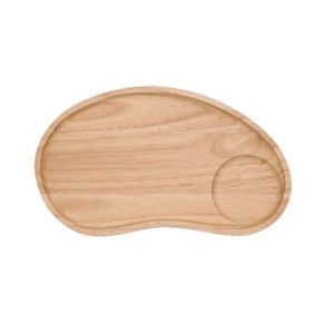 Plateau irrégulier en bois massif pour servir café, thé, desserts, assiette en bois réutilisable avec support pour tasses - Product Image 5