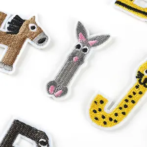 Wholesale Iron-on Or Sew-on Cartoon Animal Letter Patch 26 English Letter Personality Adhesive Patch
