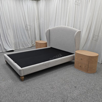 Vente en gros d'usine, nouveau design moderne, lit avec cadre en bois massif, taille personnalisée King Queen, ensemble de meubles de chambre à coucher