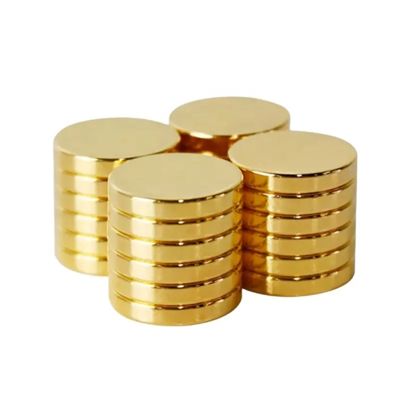 Manufacturer Custom Multi-Use Strong Suction N52 N45 N35 Gold Coating Small Tiny Disc Round Neodymium magnet