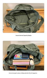 Vintage Washed Ladies' <b>Tote</b> <b>Canvas</b> Large Capacity Crossbody Bags Single Shoulder Handheld Bags Students Messenger Bags - Product Image 3