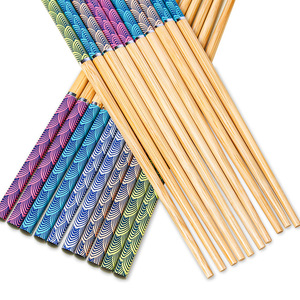 Nouvelles baguettes en bambou, personnalisables 24 cm, baguettes imprimées par transfert thermique, antidérapantes, vaisselle carbonisée pour hôtels et - Product Image 5