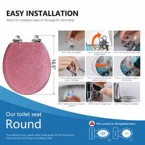 Ecologisch verantwoorde, op maat gemaakte, roze glitter, gegoten houten toiletbril, ronde toiletbrilhoes, vervanging voor meisjesbadkamer - Product Image 6