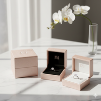 Boîte à bijoux de luxe en or champagne avec fermeture magnétique, emballage rigide en papier texturé de qualité supérieure pour collier et ensemble