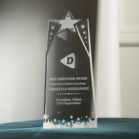 Souvenir de réunion annuelle de la société Crystal Star créative à cinq branches personnalisée Trophée en verre de cristal personnalisé