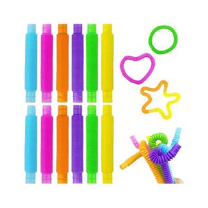 10 Tubos Telescópicos Coloridos, Tubos Extensibles, Tubos Corrugados, Juguete Antiestrés para Niños y Adultos, Juguete Educativo Plegable - Product Image 4