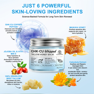 Baume Fouetté au Suif et au Miel GHK-Cu 100% Nourri à l'Herbe, Marque Blanche, <span class=keywords><strong>pour</strong></span> Soulagement de l'Eczéma, 60g, OEM ODM, Crème Visage Réparatrice de la Barrière Cutanée - Product Image 3