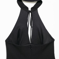 ZATRHMBM Robe d'été pour femme 2026 Nouvelle mode noire ajustée style rétro col licou élégante mini-robe