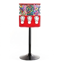 Distributeur automatique de bonbons, de boules à mâcher et de balles rebondissantes à trois compartiments, distributeur de bonbons à monnayeur 3-en-1