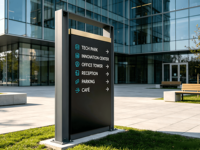 Système de signalisation numérique pour la signalisation routière des centres commerciaux, des hôpitaux et des zones de shopping, avec bandes LED pour une utilisation en extérieur