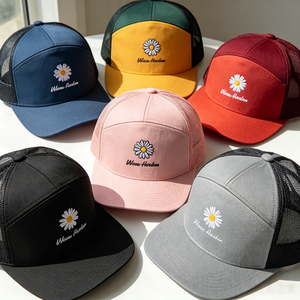 Casquettes Snapback et Casquettes Trucker Noires Structurées à 7 Panneaux pour Adultes, 100% Coton, avec Logo Brodé 3D Personnalisé et Appliqué, Haute Qualité, Vente en Gros - Product Image 5