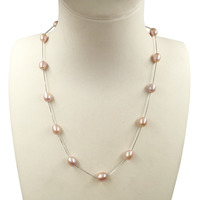 Collier de perles en argent 925 pour filles ou femmes, design de perles naturelles d'eau douce, 7-8mm