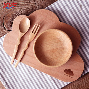 Bandeja de madera de haya Xiaoyunduo, mini tabla de cortar de madera maciza para sushi, plato individual para desayuno y almuerzo con forma de nube, estilo japonés - Product Image 1