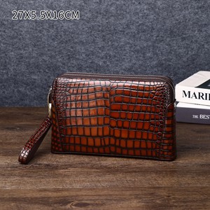 Pochette homme grand format motif crocodile, fermeture éclair double, intérieur en cuir synthétique, style décontracté - Product Image 2