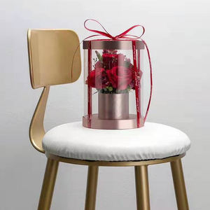 Nero Rosa Di Lusso Rotondo di Plastica PVC Trasparente Cilindro Scatola di Cholyn Rose Confezione Regalo Fiore Del Sapone - Product Image 4