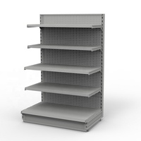 Étagère de présentation gondole simple face pliable MC pour supermarché avec panneau arrière perforé