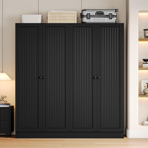 Armoire moderne en bois massif avec étagères réglables et tringle de suspension pour le rangement de la <span class=keywords><strong>chambre</strong></span> et du salon - Product Image 4