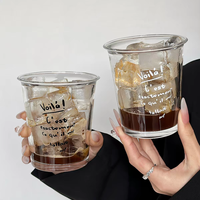 Tasse à café en verre haute brillance pour Americano glacé, Latte, boissons lactées, verre à vin domestique avec lettres anglaises