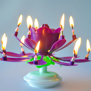 Classique créatif Lotus chantant joyeux <span class=keywords><strong>anniversaire</strong></span> musique <span class=keywords><strong>chanson</strong></span> Surprise Double fleur rotation <span class=keywords><strong>anniversaire</strong></span> musique bougie - Product Image 2
