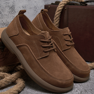 Zapatos de Cuero Casuales de Negocios para Hombre, Nuevos Modelos 2026 Y 38-44, Zapatos de Punta Redonda a la Moda con Suela Gruesa de Cuero Genuino Vintage - Product Image 3