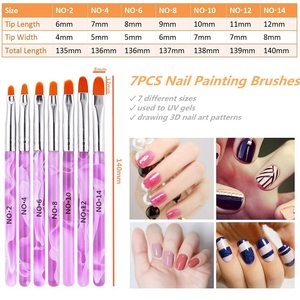 Lot de 10 pinceaux liner pour nail art, manche métallique, pinceaux plats fins pour peinture, outil de dessin pour vernis gel, sac PVC, 68g, kit de manucure professionnel - Product Image 5