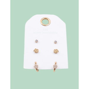 Ensemble de bijoux YXQ Pack 02, 3 paires de boucles d'oreilles en zircon doré - Product Image 1