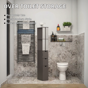Modern Space-Saving <b>Over</b> <b>the</b> <b>Toilet</b> <b>Storage</b> Cabinet with Acrylic Doors MDF-Material for Bathroom Apartment Hotel Use 3 Shelves - Product Image 2
