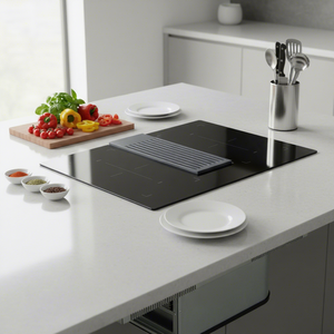 Table de <span class=keywords><strong>cuisson</strong></span> à induction encastrable Ohigitecki avec 4 brûleurs en céramique, commande tactile et <span class=keywords><strong>hotte</strong></span> aspirante <span class=keywords><strong>intégrée</strong></span> - Product Image 5