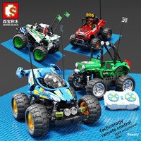 SEMBO DIY Control remoto eléctrico todoterreno juego de bloques de construcción de automóviles Modelo de juguete de plástico educativo Compatible con juguetes pequeños