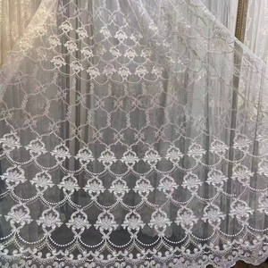 2024 sang trọng mới phong cách Châu Âu rèm cửa cho phòng khách phòng ngủ Hai Lớp vải tuyn gạc lãng phí thêu cửa sổ màn hình - Product Image 1